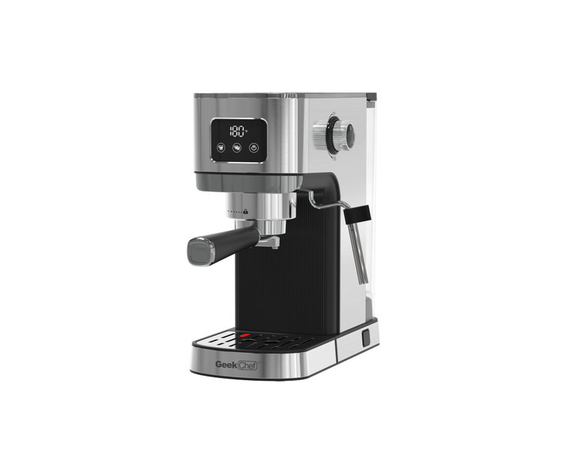 Geek Chef Espresso Machine, Cappuccino & Latte Machine with ESE POD Filter & Milk Frother Steam Wand, Accurate Temperature & Time Control, Compact Coffee Machine for Home,Stainless Steel