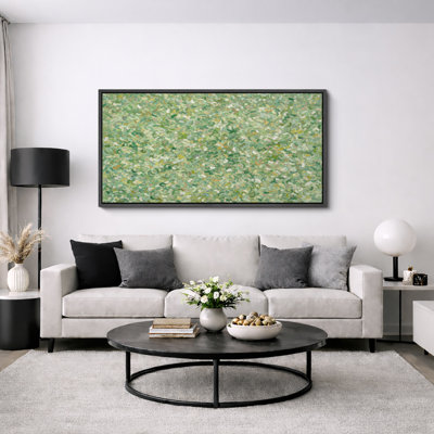 Abstract Green Impressionist Pattern Artwork, Fresh Living Room Pictures, Framed Canvas Giclee Print Wall Art