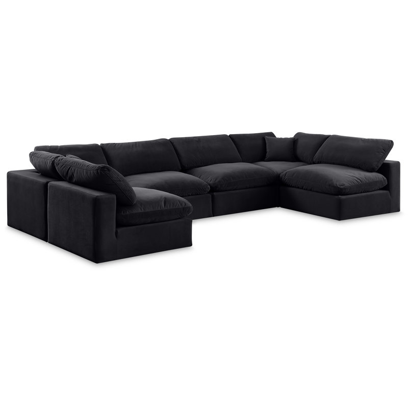 Canapé modulaire réversible en velours Hrannar, Velours noir