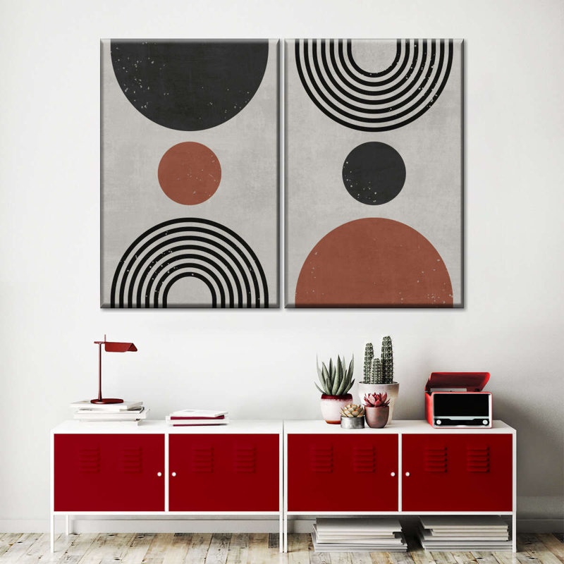 Abstract Geometric Abstract Geometric Pattern 2 Pieces, 66" H x 48" W
