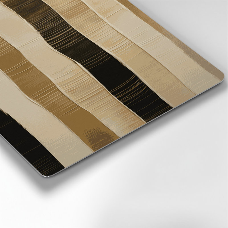 Art mural en métal rayé horizontal beige clair gris anthracite