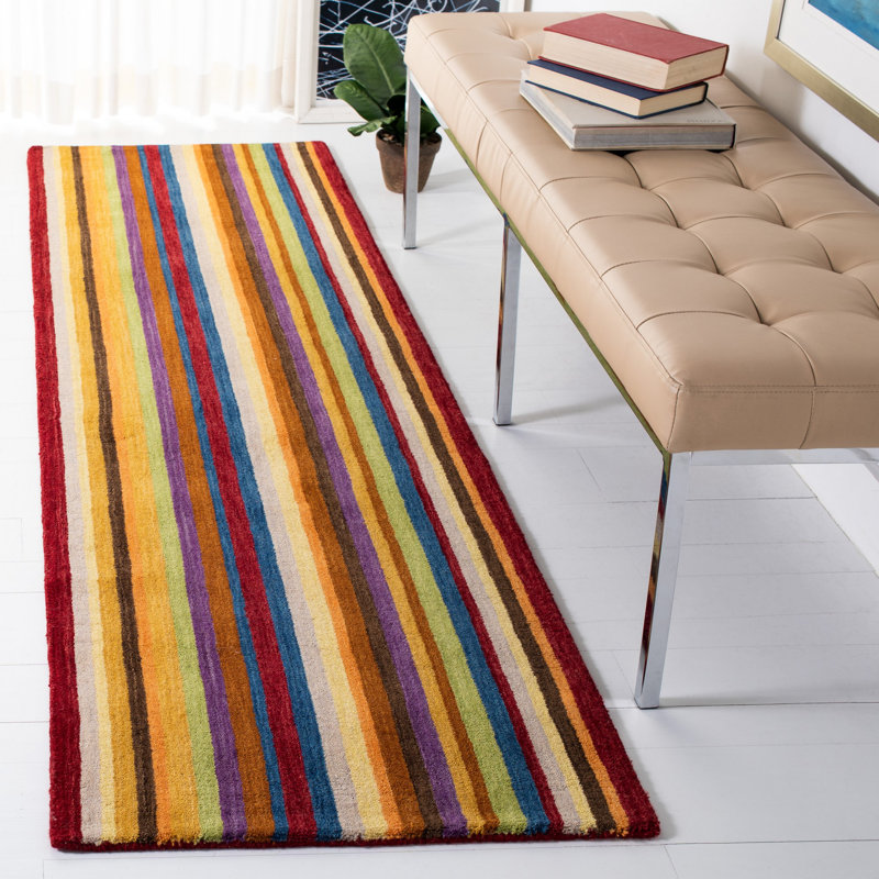 Frann Hand Loomed Wool Striped Rug, Runner 2'3" x 12'