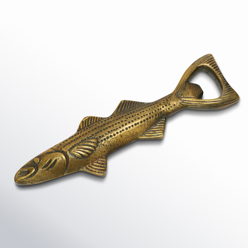 Antique Gold Cast Aluminum Fish Shaped Bottle Opener
