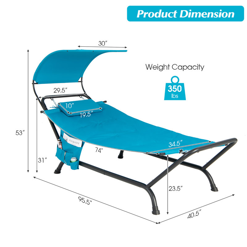 Dawnella Outdoor Chaise Lounge , Cushion Included, Blue