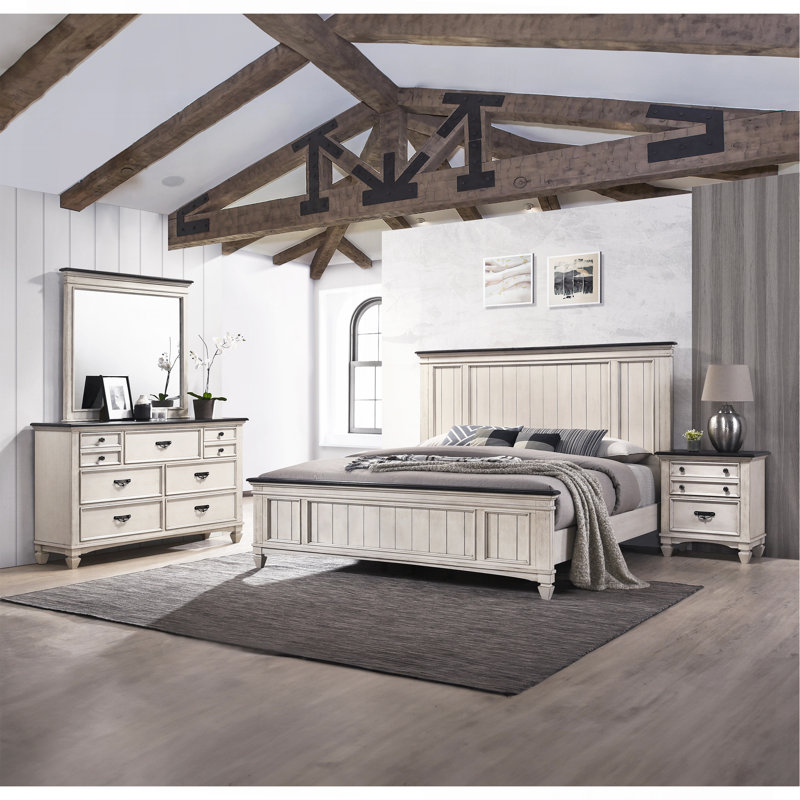 Meuble de chambre en bois massif en bois massif de 1 lit à panneau de finition brune de style très rustique avec pied de lit 1pc