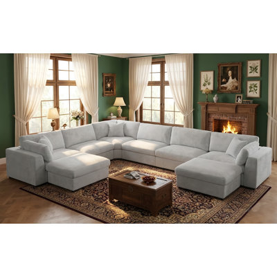 8-Piece Modular Sectional Sofa With 2 Ottomans, U-Shaped Configurable Living Room Couch