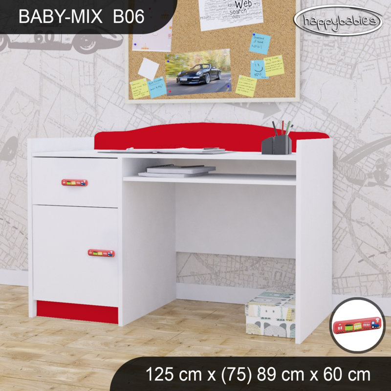 125cm Computer Desk, Red