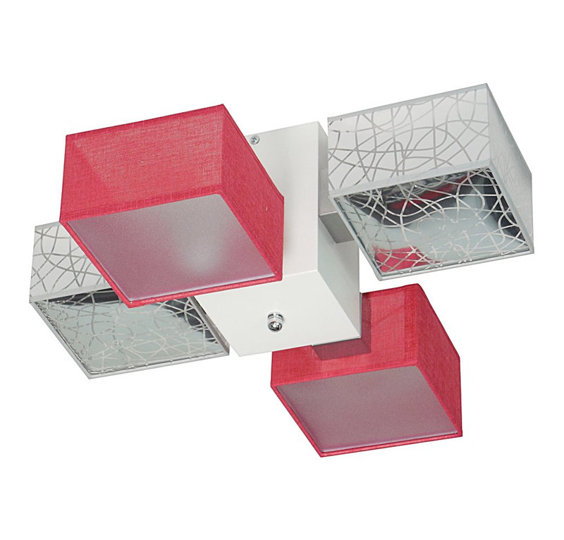 Miranda Semi Flush Mount, Light Brown, Silver/Red