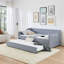 Lit de jour convertible rembourré avec dossier capitonné, canapé-lit polyvalent 3 en 6 avec lit gigogne escamotable et rangement latéral-129681206-129681208