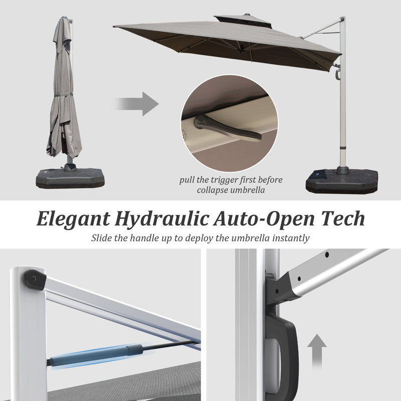 Square Cantilever Umbrella with Centre Pole, Grey