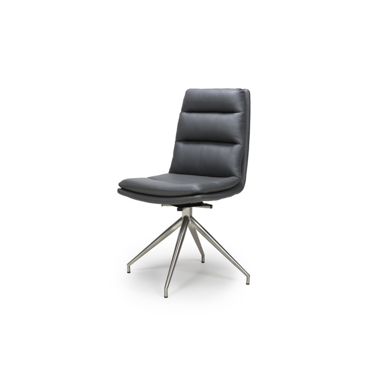 Tarboro 49cm H Upholstered Side Chair, Grey, Brushed Steel