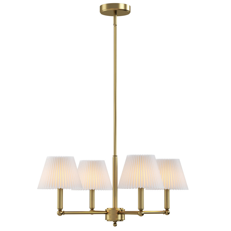 Costa Wrought Iron 4-Light Chandelier, Laiton brossé