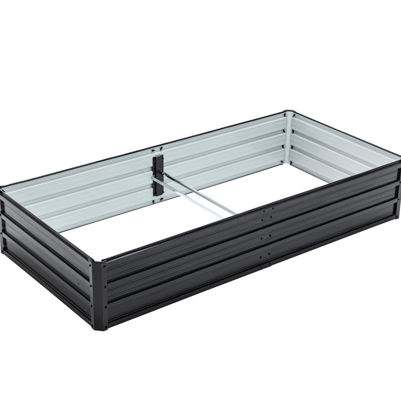 6X3x1 Ft Galvanized Metal Raised Garden Bed, Black Outdoor Planter For Various Plants, Safe And Stable With Internal Hemming Edge Steel Bed Outdoor, Box Vegetables, Flowers, Herbs Succulents, Extra