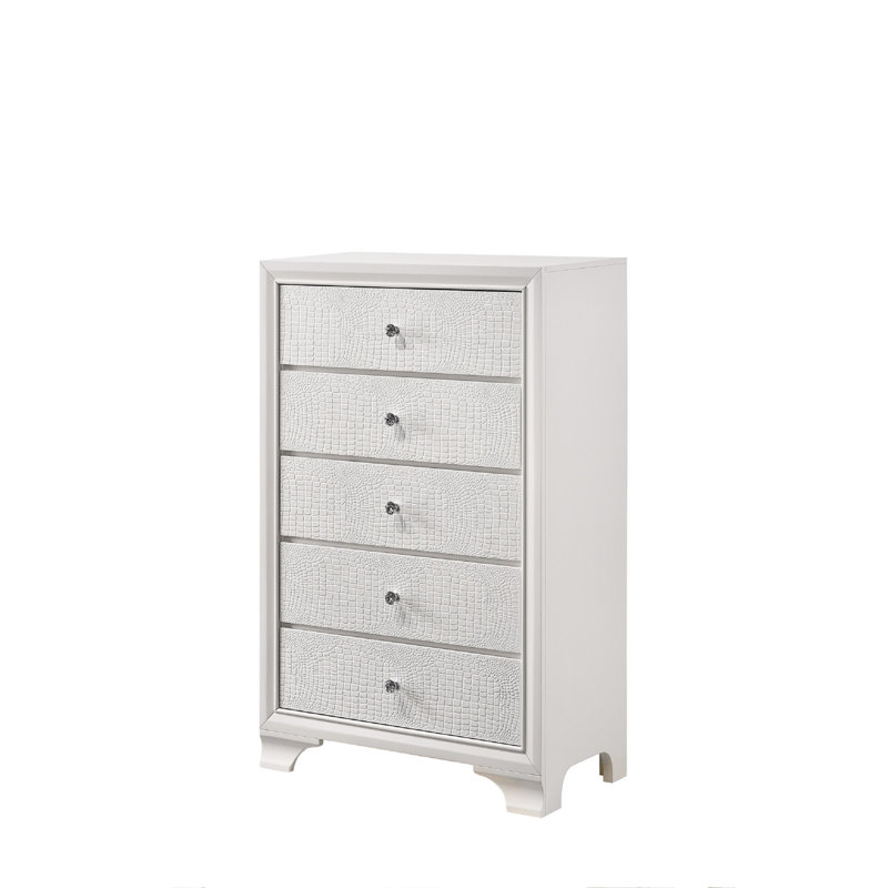 Ensemble de meubles de chambre à coucher en bois à motif de crocodile embossé à motif de crocodile blanc
