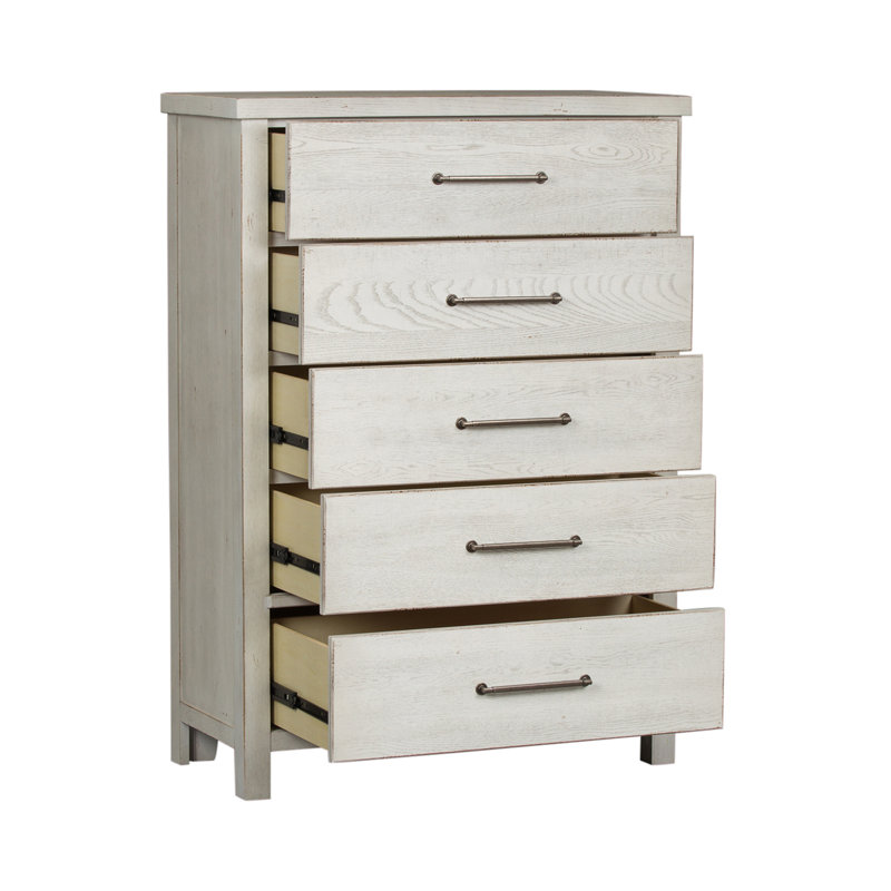 Trione 5 Drawer 40" W Chest, White