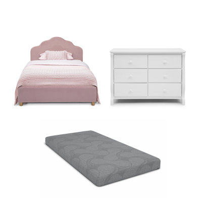 Delta Children Upholstered Twin Bed, Rose Pink