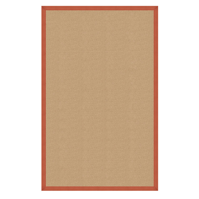 Nannette Handmade Medium Beige Berber with Burnt Orange Cotton Border Area Rug