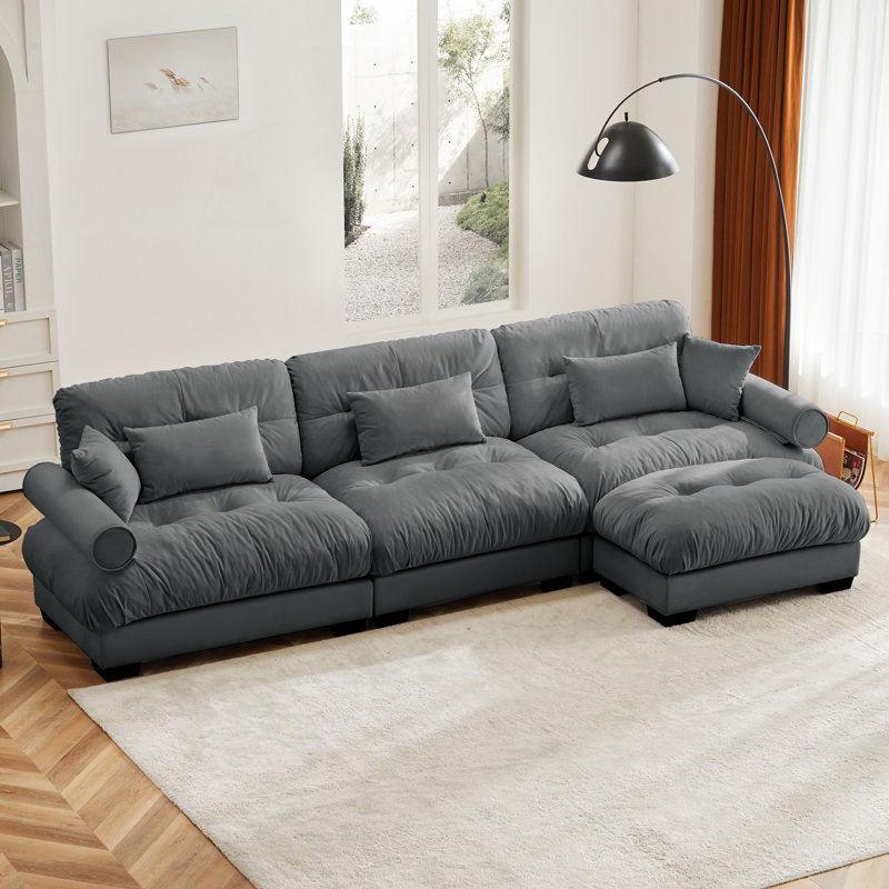 Canapé modulaire surdimensionné super confortable avec repose-pieds mobile, canapé confortable, Gris