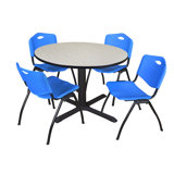 Neyland Cain Round X-Base Breakroom Table & 4 M Stack Chairs