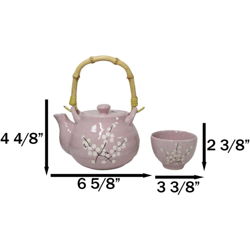 Ensemble de théières japonaises japonaises en sakura et prune rose