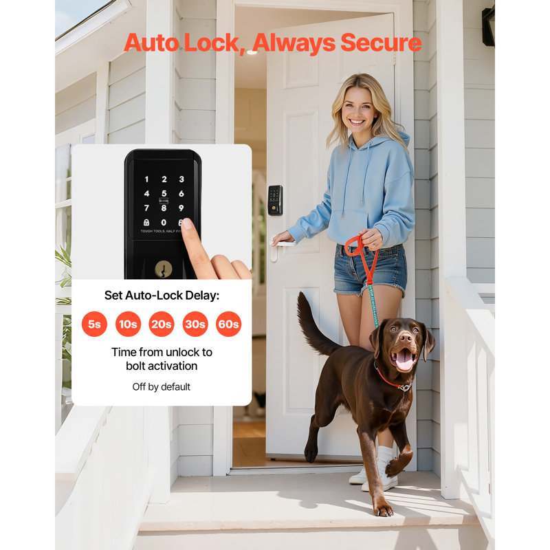 Keyless Entry Door Lock, Touchpad Electronic Deadbolt with IC Card, Customizable User Codes, Keyed Entry, Auto Lock, Anti-Peeking Password, Backlit, Easy Installation, Matte Black, Designed for Home
