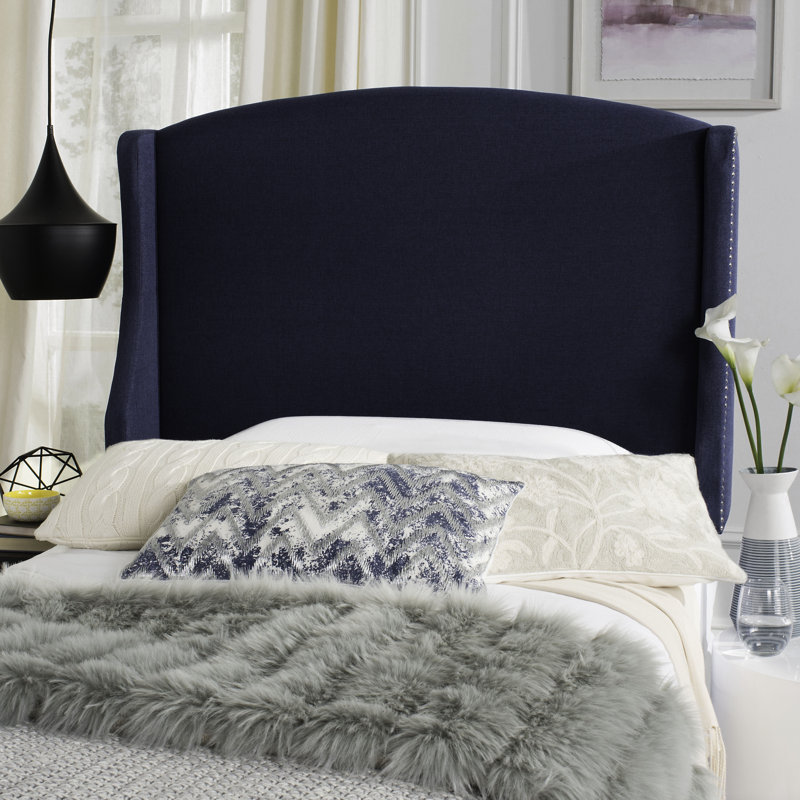 Hattiesburg Upholstered Headboard, Twin, Navy 100% Linen