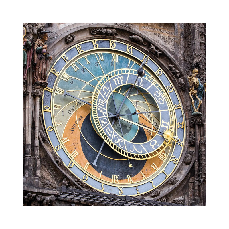 Astronomical Clock In Prague, Czech Republic by Jan Becke - Wrapped Canvas Print, 30.48cm H x 30.48cm W x 1.905cm D