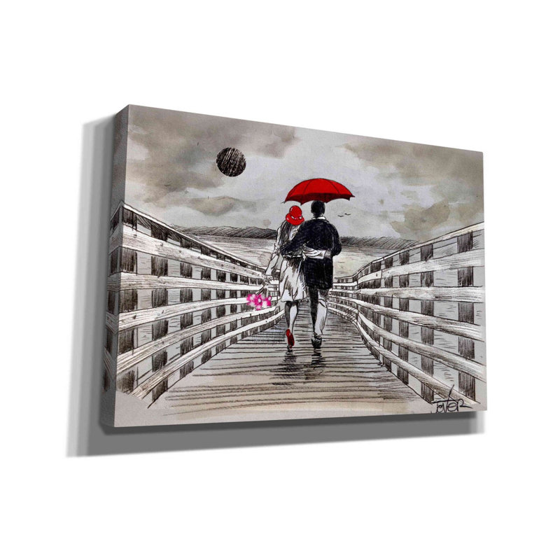 «Boardwalk» par Loui Jover, toile, art mural, H 18 po x l 26 po x P 0,75 po