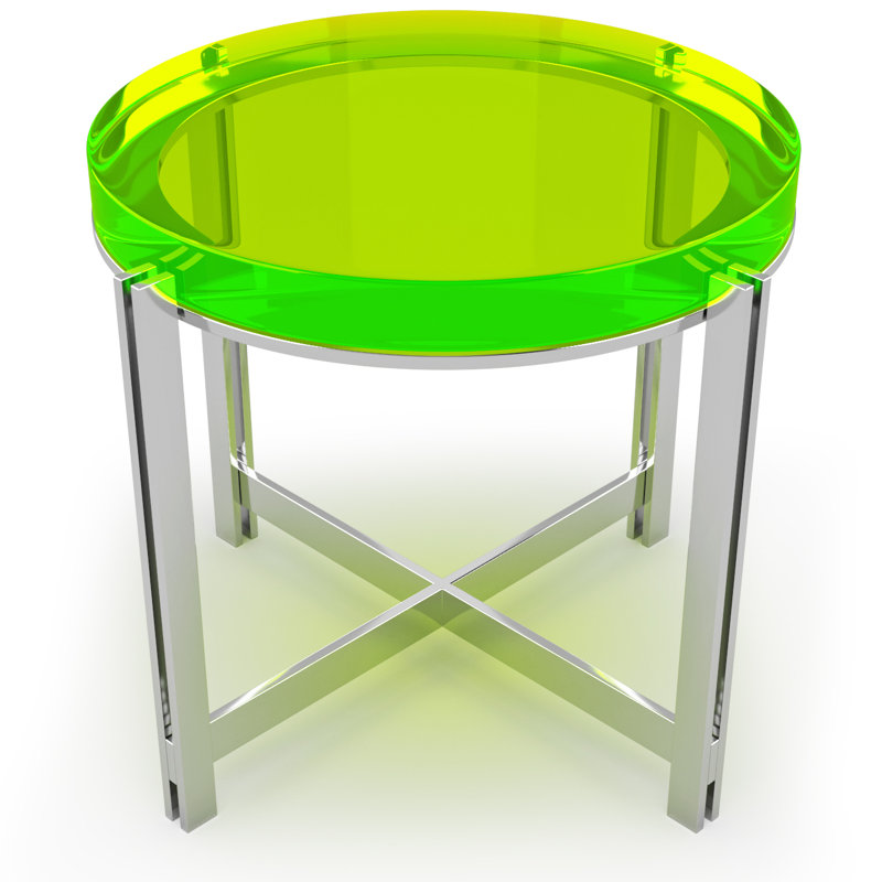 Candy Coffee Table, 17.7" H x 19.5" L x 19.5" W, Neon Green/Chrome