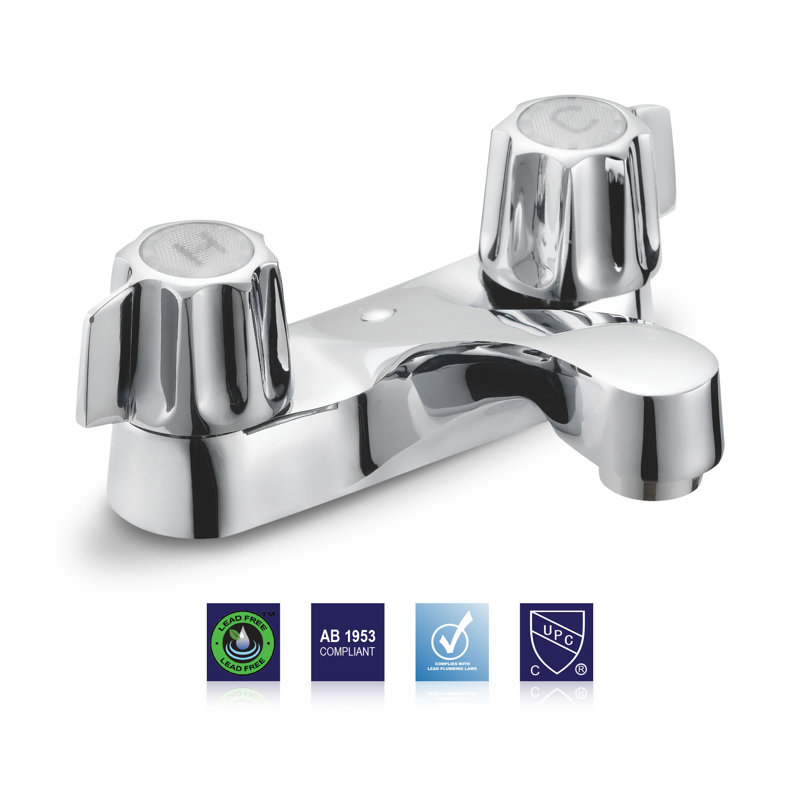 Robinet pour salle de bain à 2 poignées avec drain Plumb Tech, Système de drainage non compris