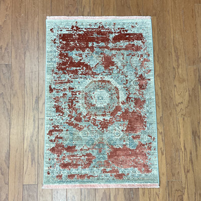 Tapis turc en laine et en soie à motif moderne effacé Williston Forge