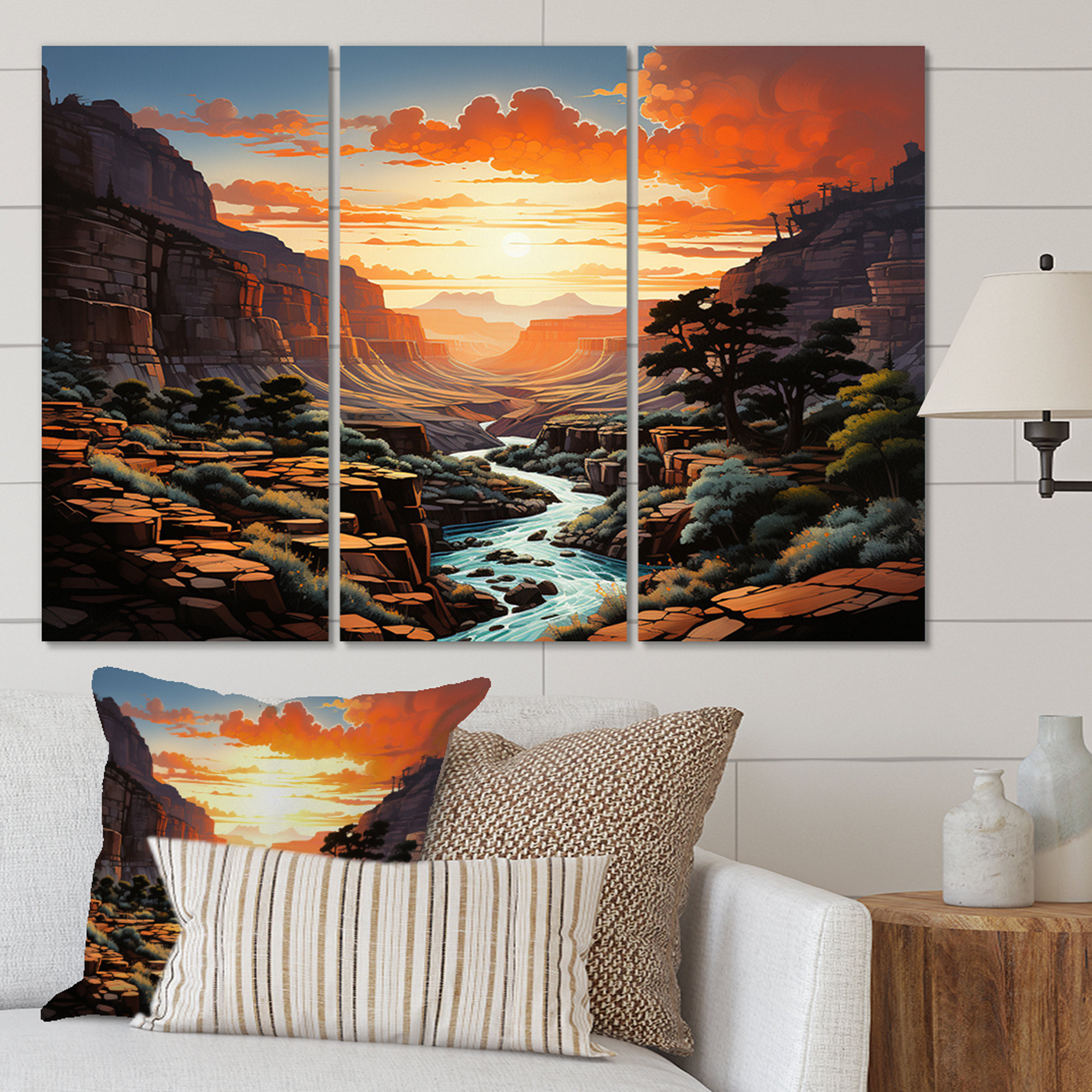 Millwood Pines Canyon Vertical Vistas Pointillism On Canvas 3 Pieces ...