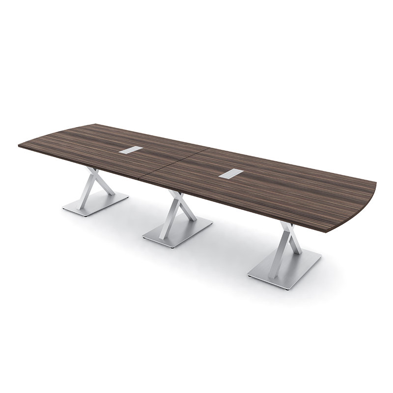 Table de conférence Pavert Arc Unité électrique, Argent, Eucalyptus naturel, H 30 po x l 120 po x P 48 po