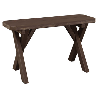Amish Made 3 Foot Spruce Crossleg Outdoor Dining Bench In Walnut Stain - Wooden Bench Handcrafted In The USA
