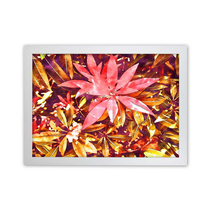 Autumnal Flowers - Print on Canvas, 25cm H x 34cm W x 3cm D, White Framed