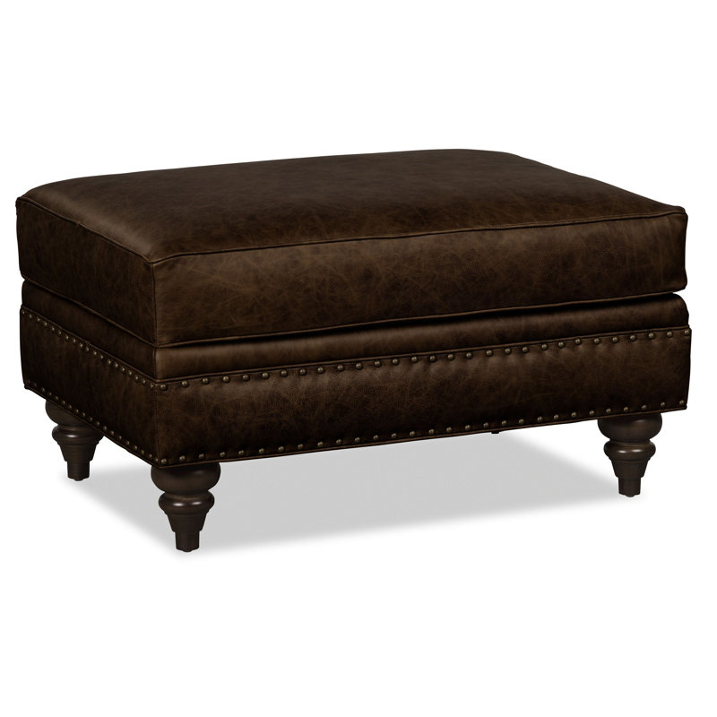 Taheem Upholstered Ottoman, Brown Genuine Leather