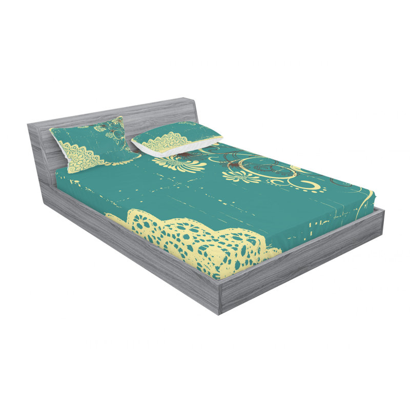 Ensemble de draps à motif floral rétro, Ensemble de draps pour lit double avec un drap-hou