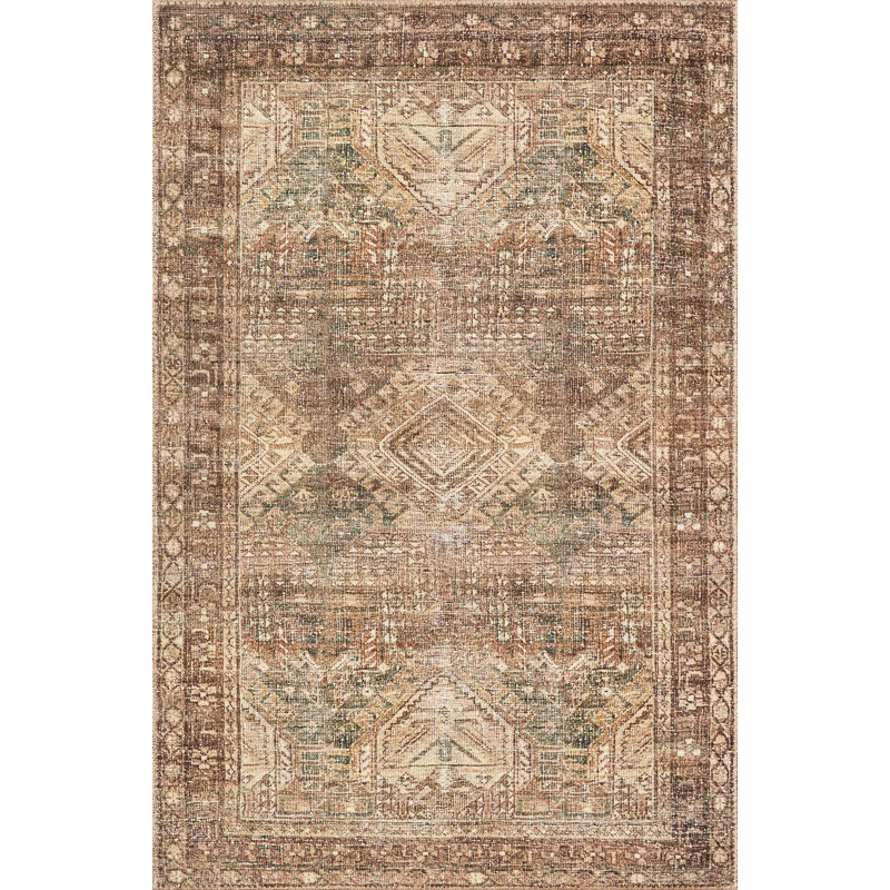 Tapis brun tissé à la machine Anaelise, Rectangle 3 pi 6 po x 5 pi 6 po