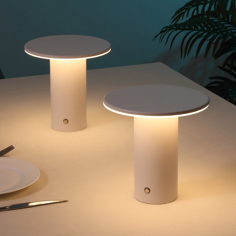 Gio 7.5" Modern Minimalist Column Rechargeable/Cordless Dimmable Integrated LED Table Lamp with Touch Sensor, White