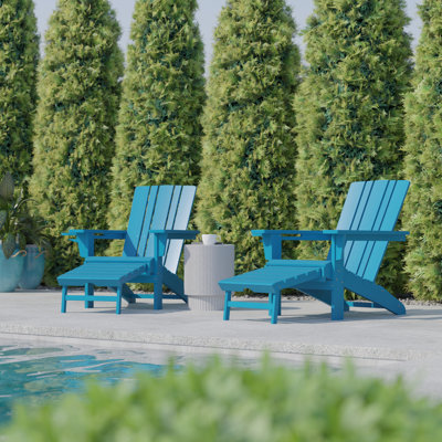 Avayla Commercial All-Weather Adirondack Chair with Pullout Ottoman & Cupholder by Rosecliff Heights