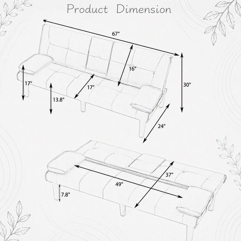 Canapé-lit pliable multifonctionnel avec porte-gobelet, idéal pour transformer les espaces de vie en chambres d'amis sans effort