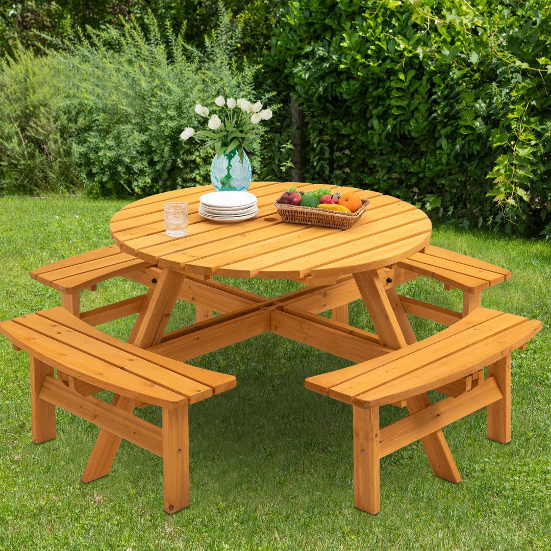 Daryl Round 8 - Person 43" Long Picnic Table Red Barrel Studio®