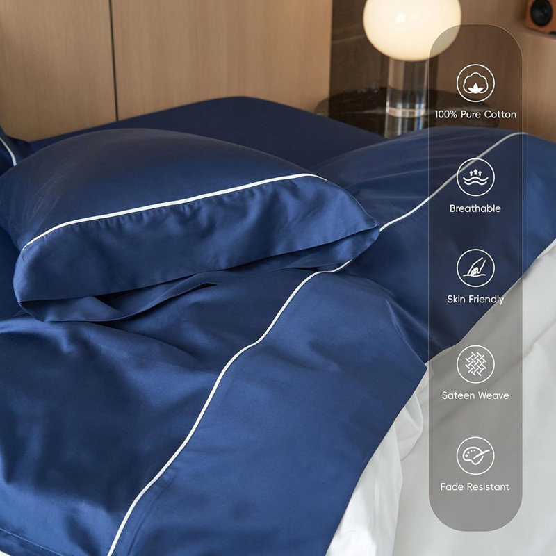 Ensemble de draps 100% coton à longues fibres de coton tissé 600Tc