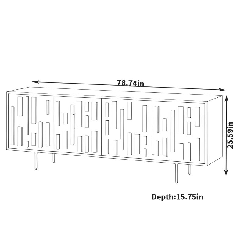 Retro Designed Sideboard, 25.59" H x 78.74" W x 15.75" D