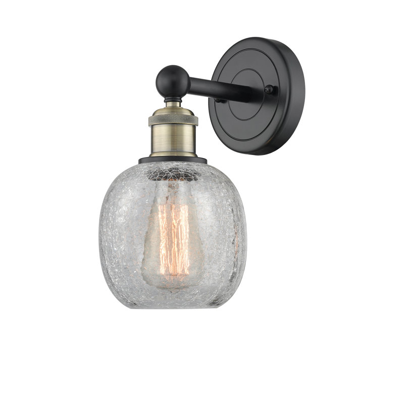 Cheraw Armed Sconce, Clear Crackle, Black Antique Brass