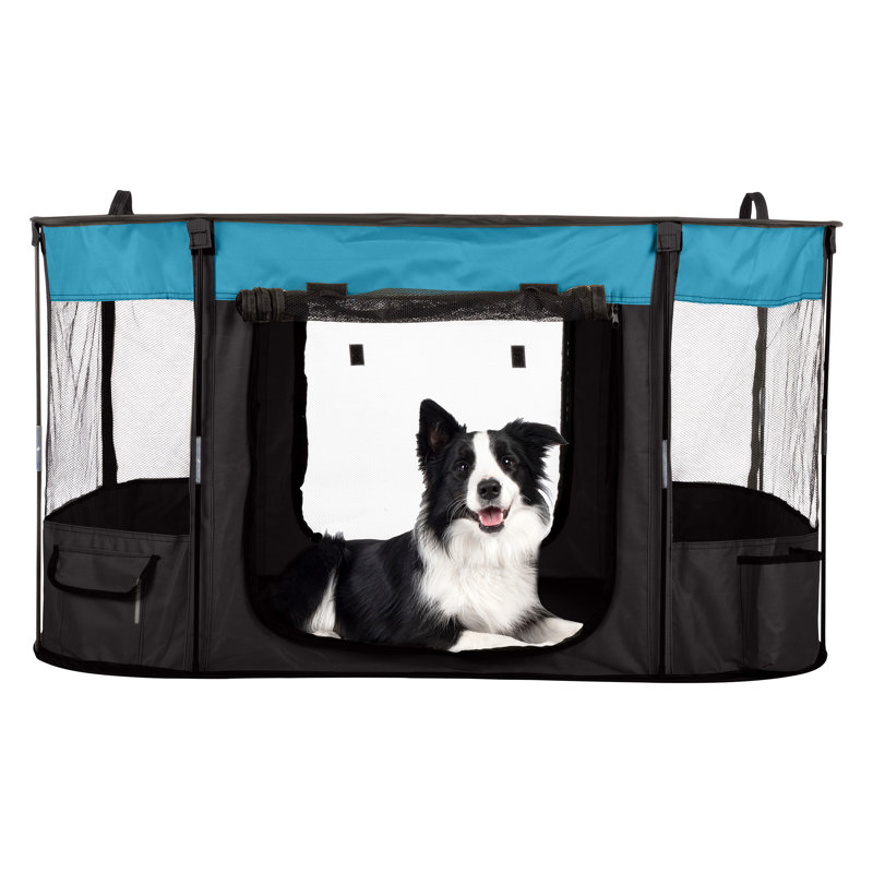 Parc pour chien PETMAker 43 x 34 x 23 pouces - Chenil pour chiots résistant aux égratignures - Enclos de jeu portable pour chiens, chats et autres petits animaux à l'intérieur / à l'extérieur - Sac de transport inclus, bleu