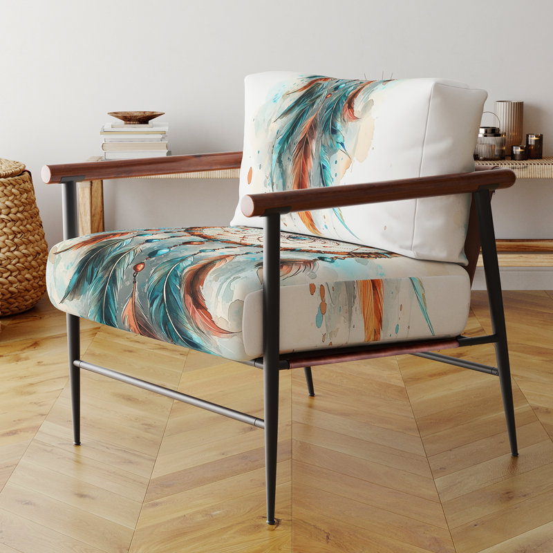 Upholstered Accent Chair, Brown Round Arms