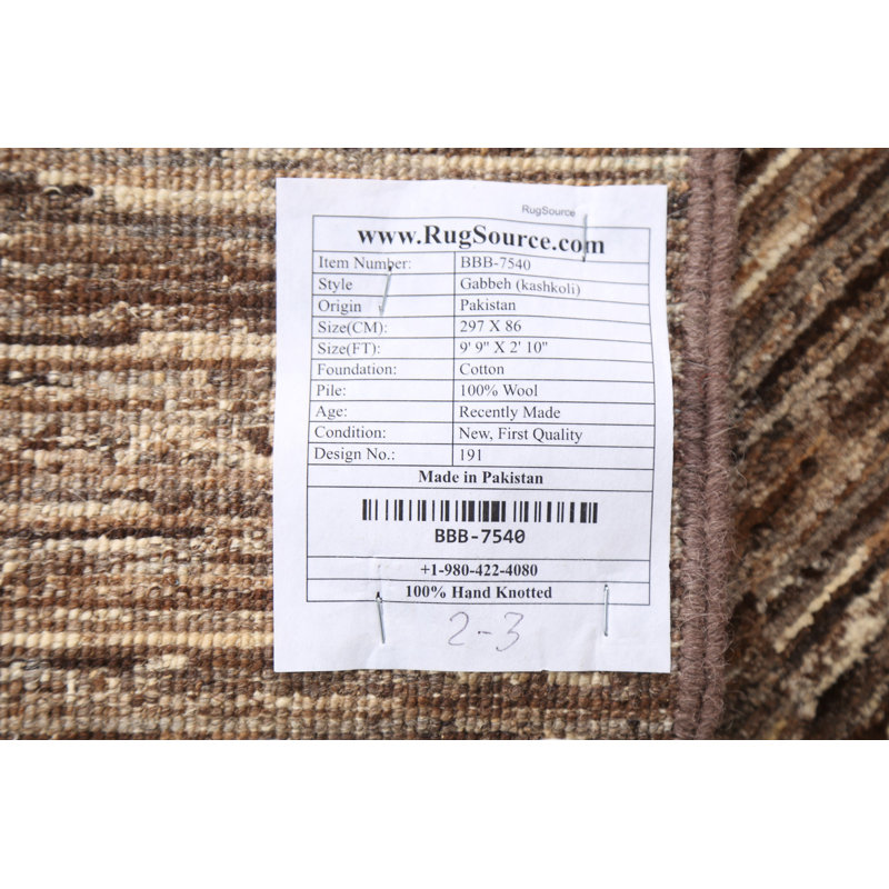 Tapis de couloir contemporain contemporain Gabbeh Kashkoli noué à la main 3 x 10
