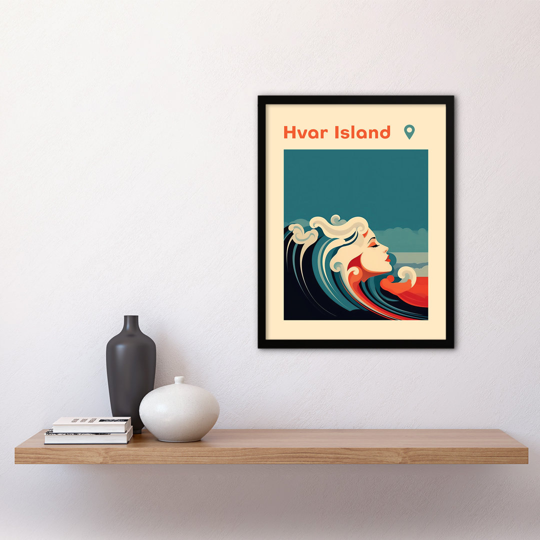 Forman The Seaside Calls Hvar Island Beach Croatia Hrvatska Modern Waves Sea Siren - Single Picture Frame Print