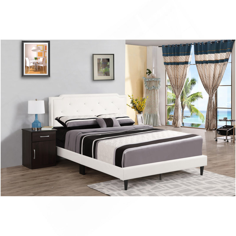 Charmant lit double blanc pour chambres douillettes, Lit double, Blanc